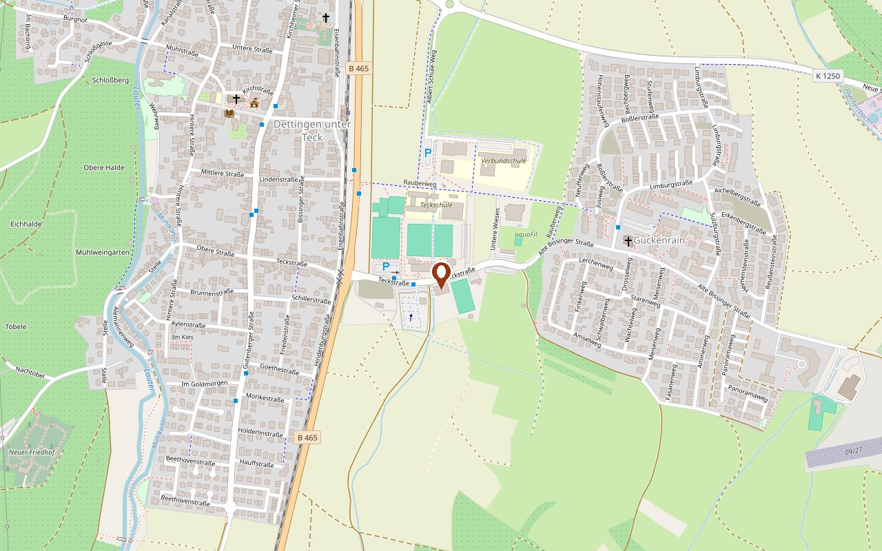 Kartenausschnitt: Hotel-Restaurant Teckblick in der Teckstraße 44 in Dettingen unter Teck